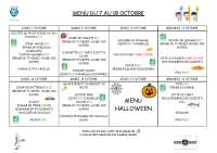 MENU DU 7 AU 18 OCTOBRE 2024