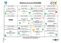 MENU DU 4 AU 22 NOVEMBRE